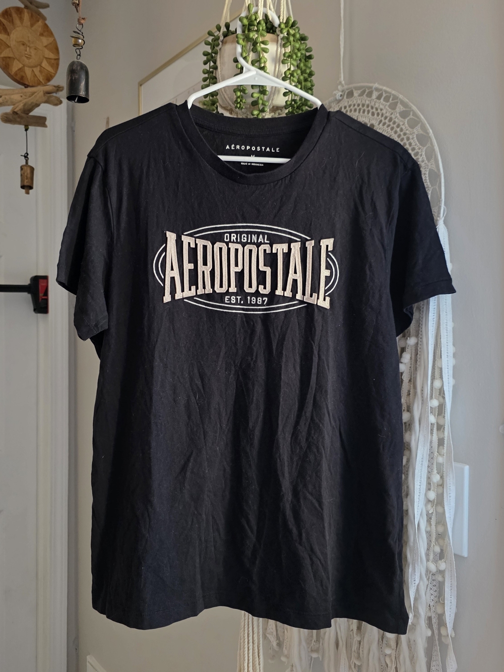 Aeropostale Black Tee with Cream Logo